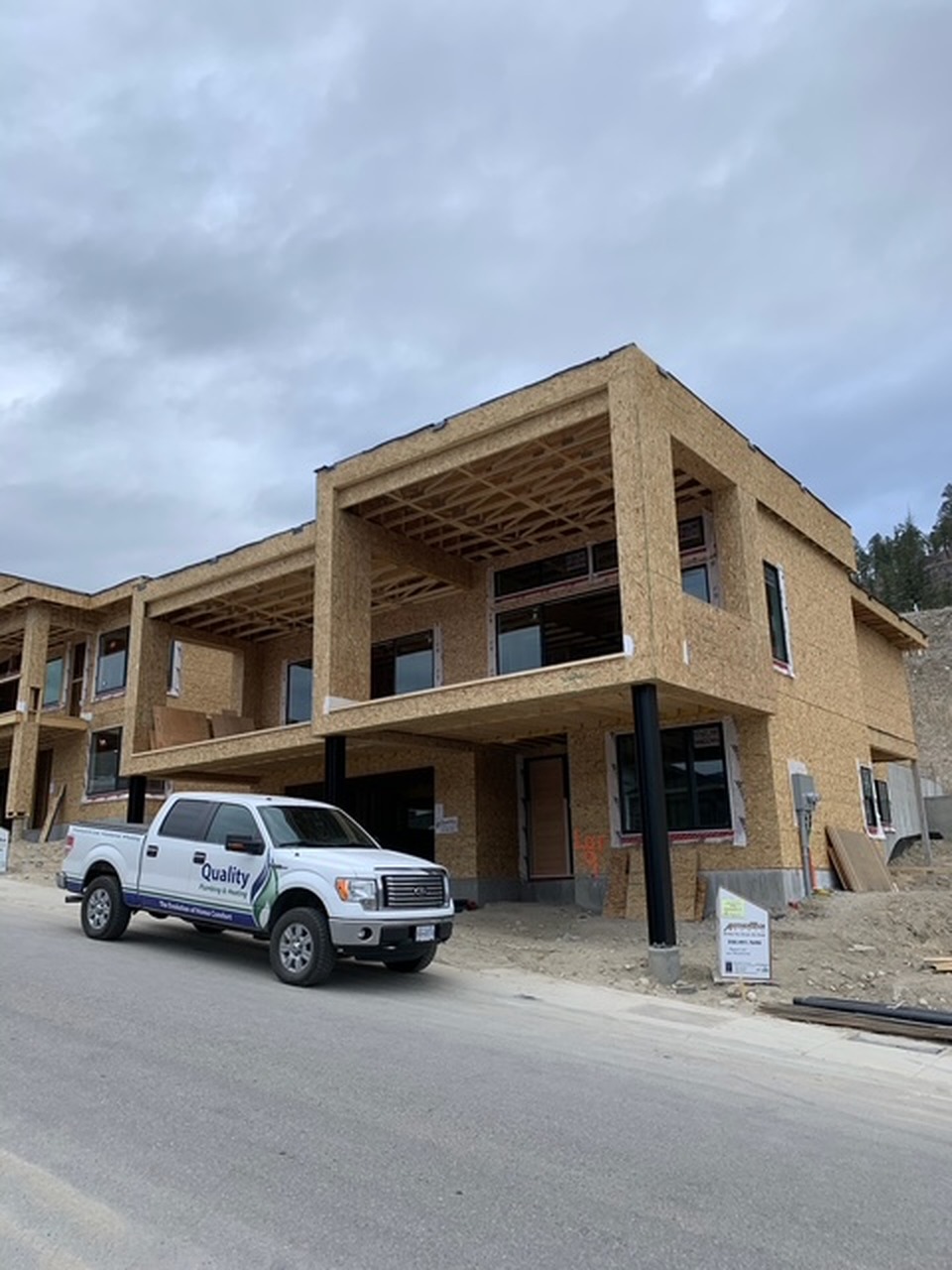 Quality Air Care truck at a new home under construction in the Okanagan
